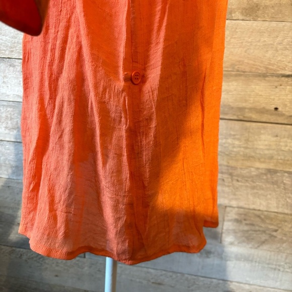 Papillon women’s orange button up roll tab sleeved tunic in size medium - Picture 8 of 12